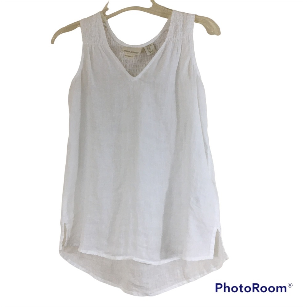 Cynthia Rowley White Linen Top Sleeveless NWOT Size XS